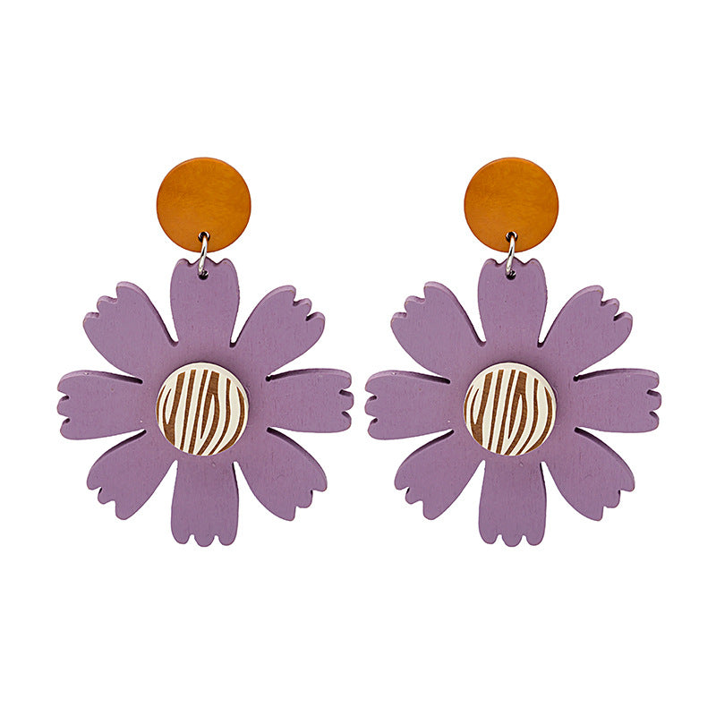 Pendientes de flores de color de contraste al por mayor de contraste